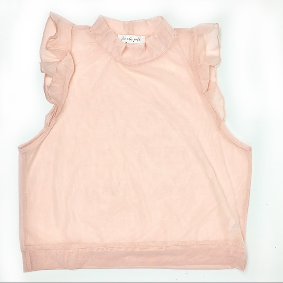 LAVENDER FIELD Sweet Sheer Blush Pink Ruffle Top M - Picture 2 of 7